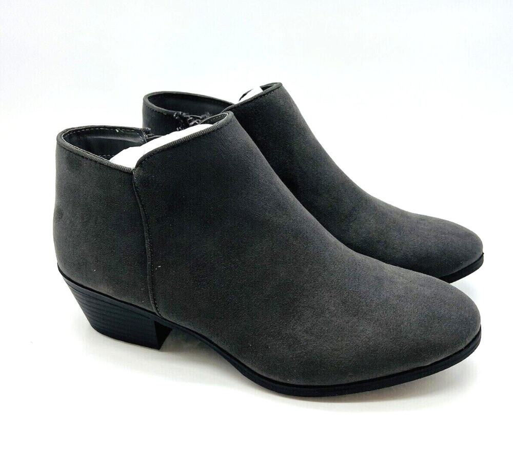 Style & Co Wileyy Microsuede Ankle Booties NIB Size 8M Gray Side Zip Minimalist